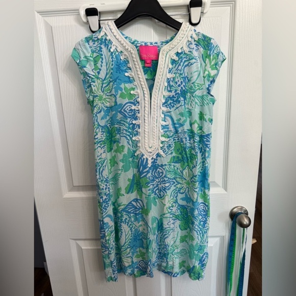 Lilly Pulitzer Dresses & Skirts - Lilly Pulitzer Madia Tunic Dress Women S Whisper Blue Lightweight Coastal Beach